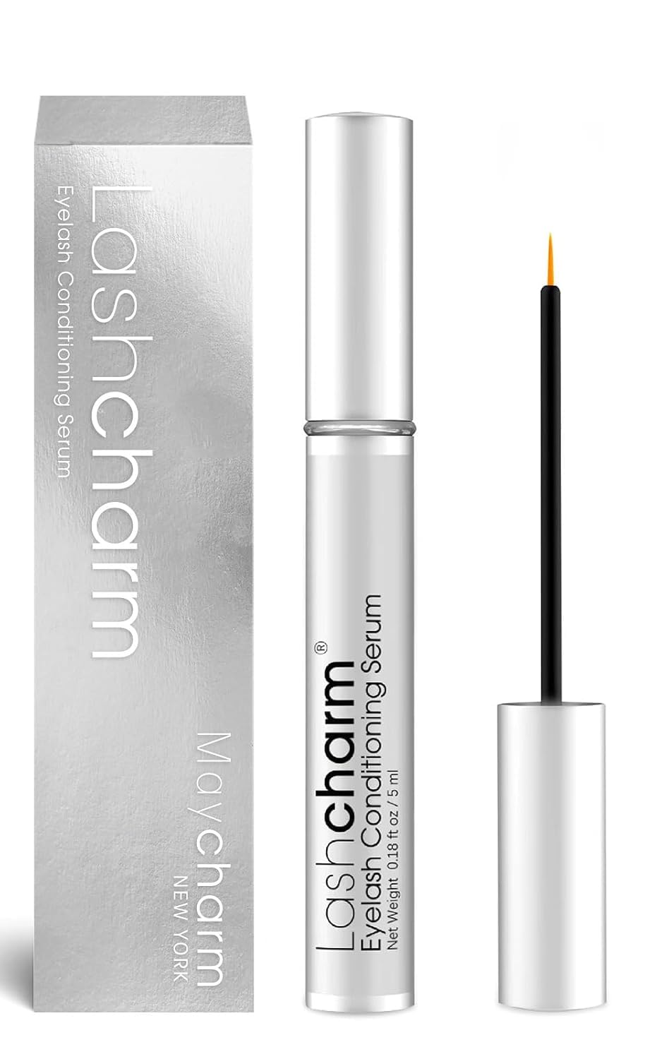 Eyelash Growth Serum 5ML – Long, Thick & Fuller Lashes – Vegan, Gentle, Prostaglandin-Free Lash Enhancer for Natural Eyelash Growth Silver