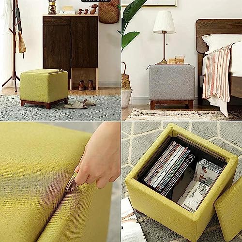 Bandeja estofada para armazenamento de tecido para pés, pufe cubo quadrado de madeira maciça, banqui