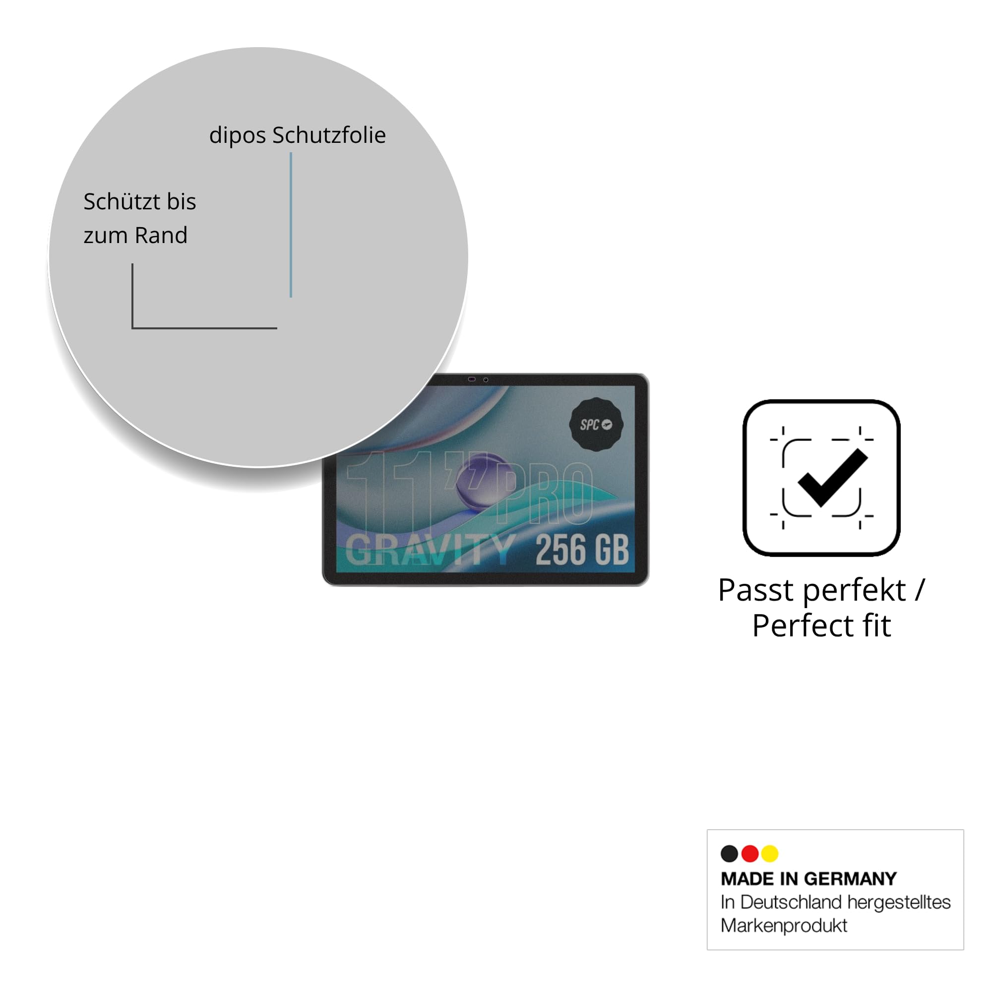 dipos Protector de Pantalla Antiespía para SPC GRAVITY PRO 11 | Película protectora mate, filtro de privacidad 4 vías, ajuste perfecto, antiarañazos, sin burbujas, autoadhesivo