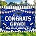 Large Graduation Banner Decorations Blue Silver Congrats Grad We are So Proud of You Backdrop Class of 2026 Photo Background for College High School Grads Graduation Party Supplies Decor Indoor Outdoor