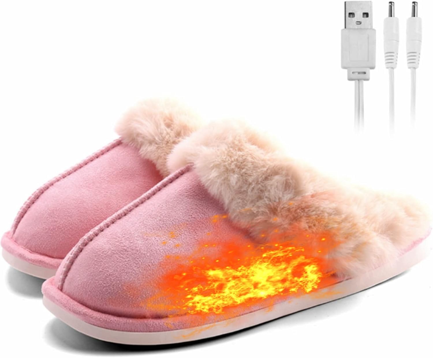 Zapatillas calefactables USB de felpa rosa el regalo ideal de invierno para cuidar a los tuyos