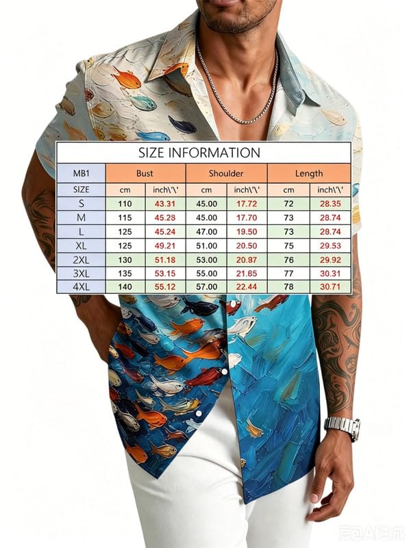 Chemise manches courtes pour hommes à imprimé géométrique 3D