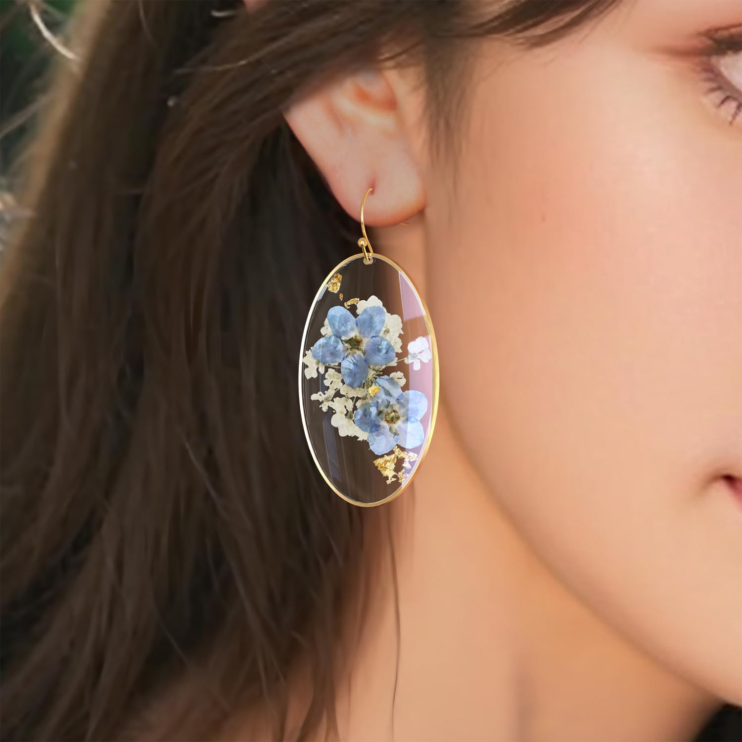 Pressed Wildflower Earrings Pressed Flowers Earring Drop Dangle Earring Dry Flower Real Flower Earrings - Image 2