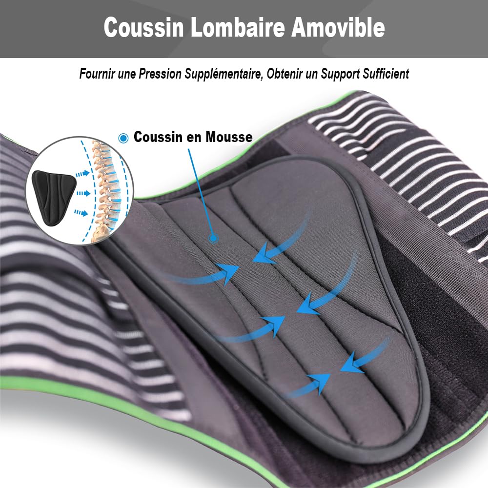 YAHA Ceinture Lombaire Femme Homme pour Soulagement des Mal au Dos, Perméable à I'air Ceinture Dorsale avec 7 Bâtons Métalliques et Coussion Dos pour Maintien du Dos, Sciatique, Hernie Discale - XXL