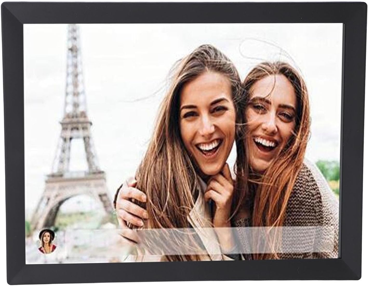 Cornice Digitale Intelligente da 15 Pollici, Schermo Touch HD, Ampia Memoria, Rotazione Automatica, Connettività Wi-Fi, Perfetta per I Ricordi di Famiglia, Black UK Plug 100V‑240V