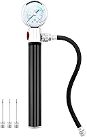 Vista 1 de QWORK Bomba de aire de pelota deportiva con manómetro, bomba de baloncesto, bomba de voleibol, bomba de aire potente para pelota de fútbol, bomba