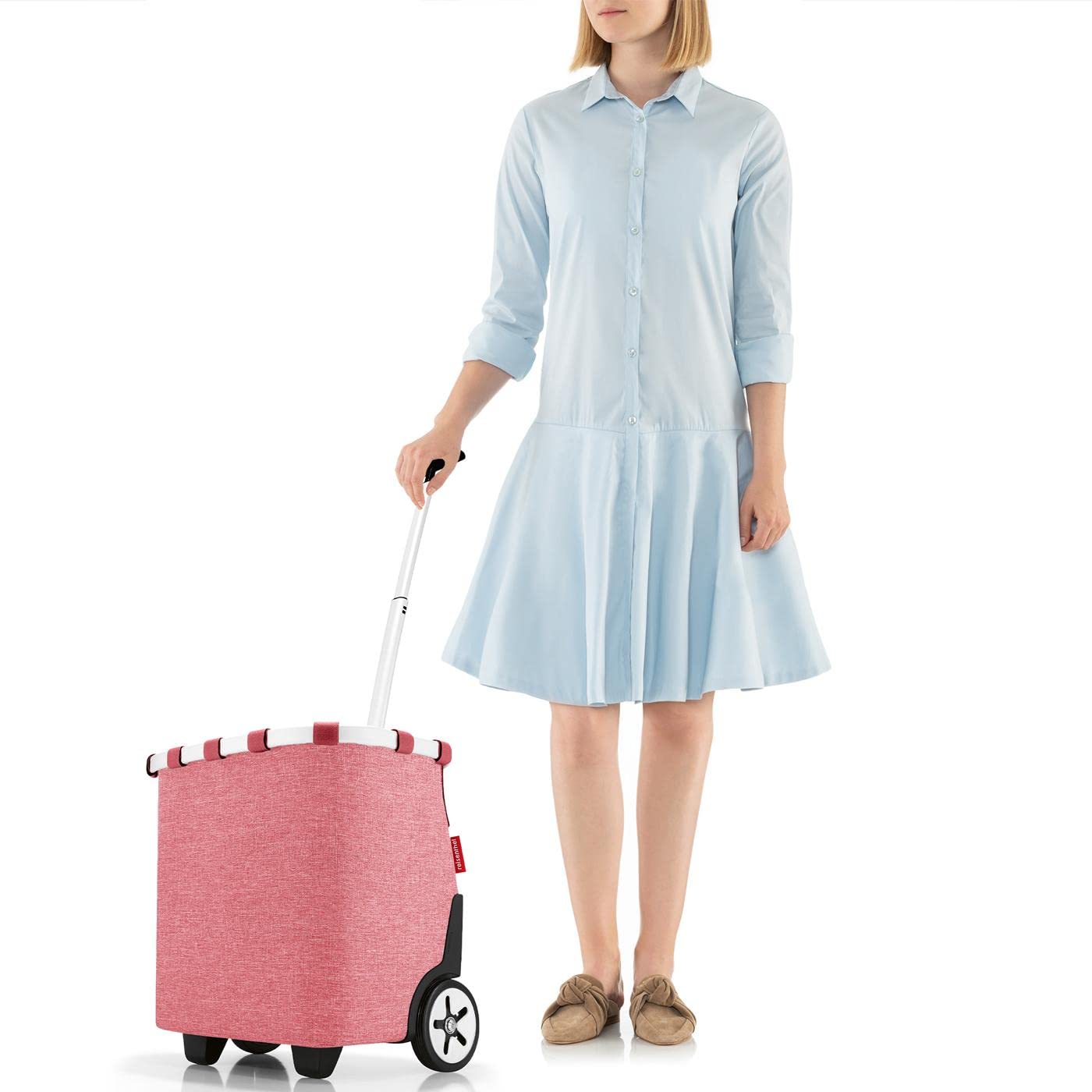 reisenthel carrycruiser Twist Berry – Tragbarer Einkaufstrolley mit stabilem Aluminiumrahmen, Schultergurt und herausnehmbarer Netz-Innentasche – Aus wasserabweisendem Material