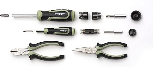 Miniatura 2 de Terre Products, Juego de herramientas de uso general de 30 piezas, destornillador, alicates de punta larga, alicates de corte diagonal, kit de