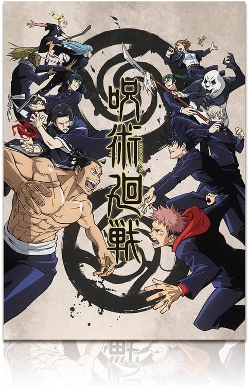 KAIWALK Póster de anime de Jujutsu Kaisen de personajes de Jujutsu Kaisen, impresión en lienzo, arte de pared para decoración de sala de estar,