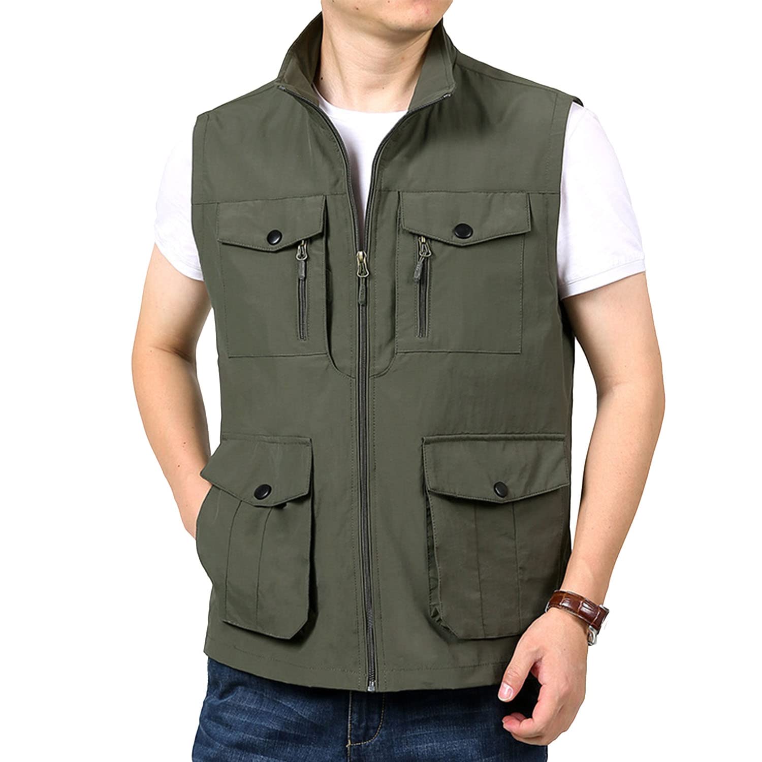 Chaleco De Hombre Chaleco Multibolsillos Sin Mangas Chaqueta Transpirable Multifuncional para La Pesca Viajes Fotografía Senderismo