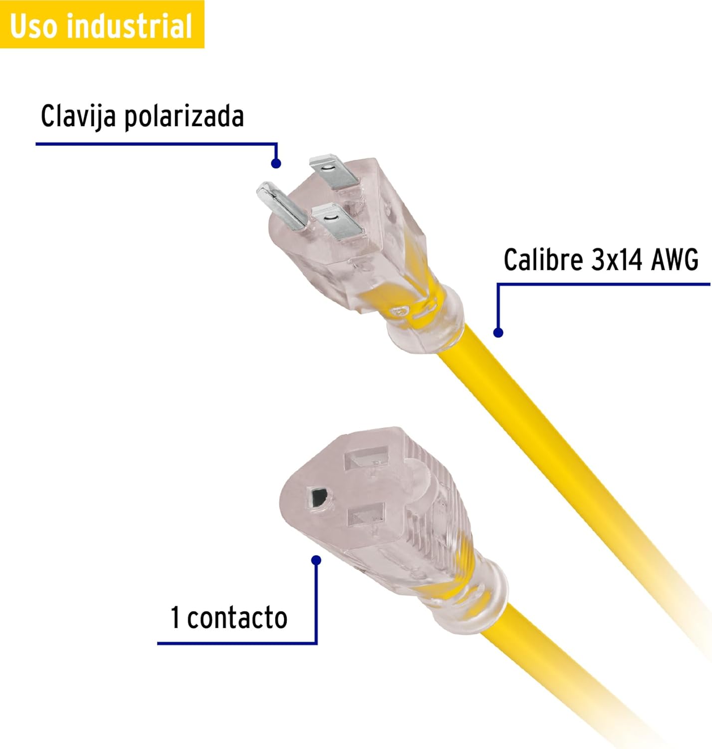 Extension reinforced grounded, 8 m, 14 gauge, Volteck