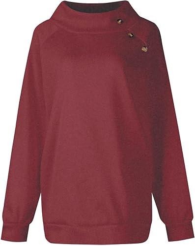 Miniatura 4 de Sudadera de cuello alto para mujer, manga larga, forro polar, cuello alto, camisas para mujer, sudaderas con cuello de botón