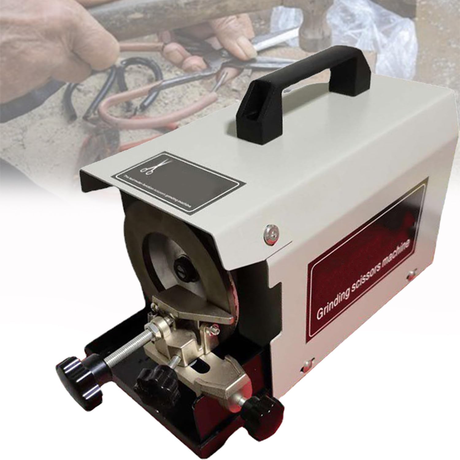 Professional scissors sharpener, multifunctional knife sharpener, maximum sharpening width 50mm, wheel speed 2800rpm, for sharpening tailor scissors