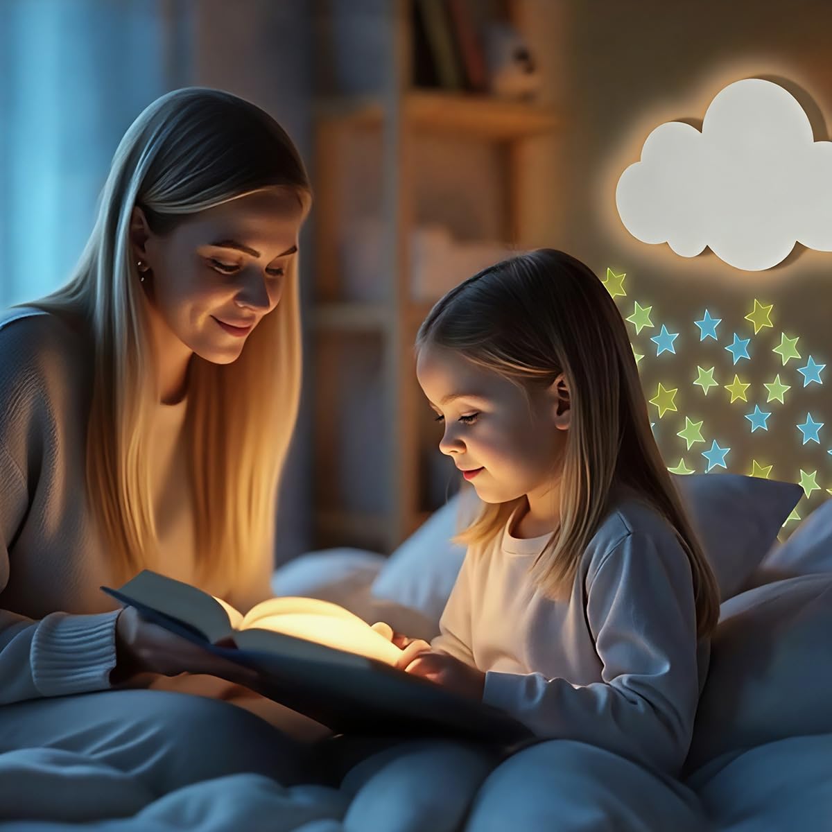 KZT Lámpara de Pared LED Dimmable con Mando a Distancia Lámpara de Mesa con Enchufe, Habitación Infantil, 3000K-6000K, Luz Nocturna Nube Acojedora para Dormitorio de Bebé Niña o Niño, Blanco