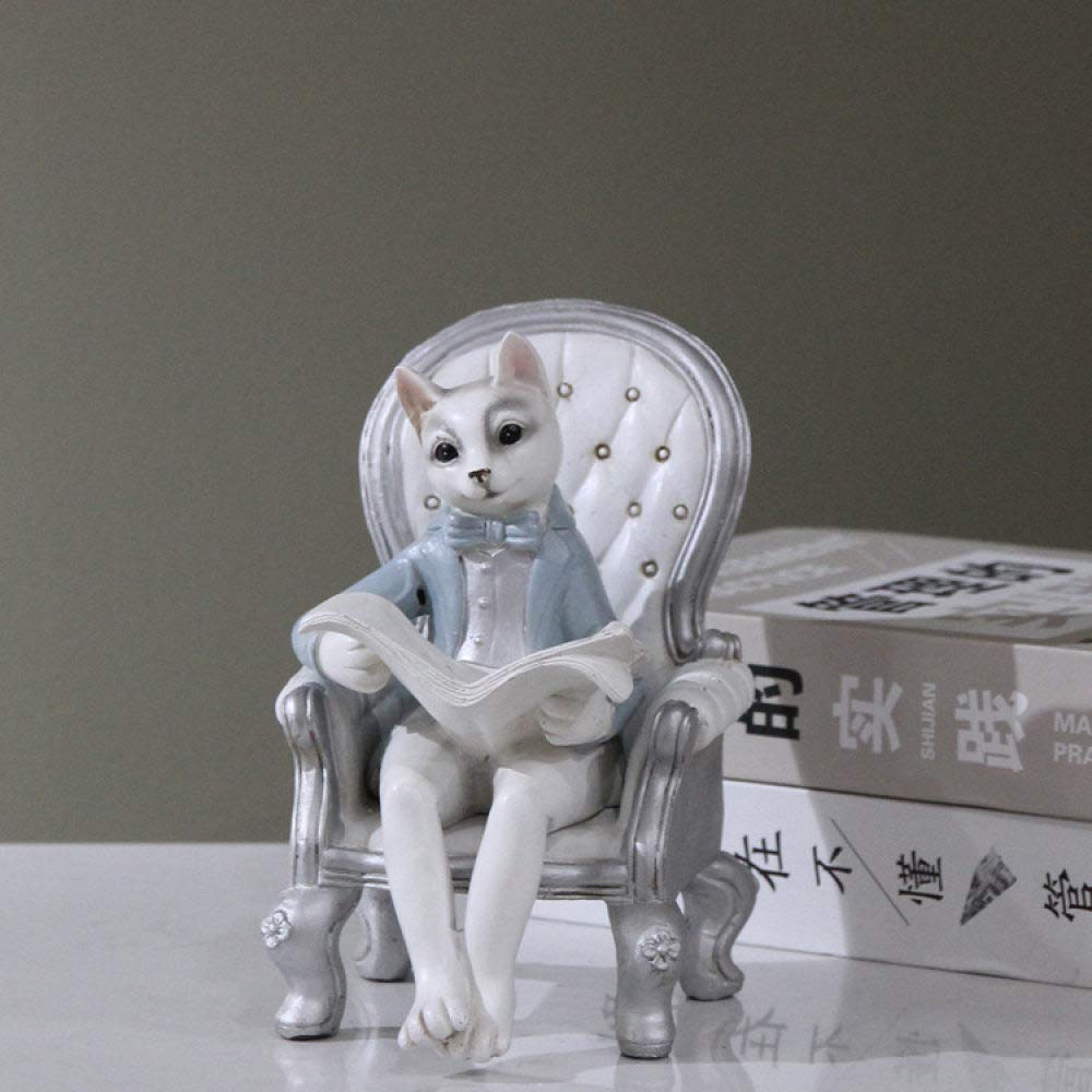 Chat lecteur en résine figurine mignonne pour décorer la voiture et la maison