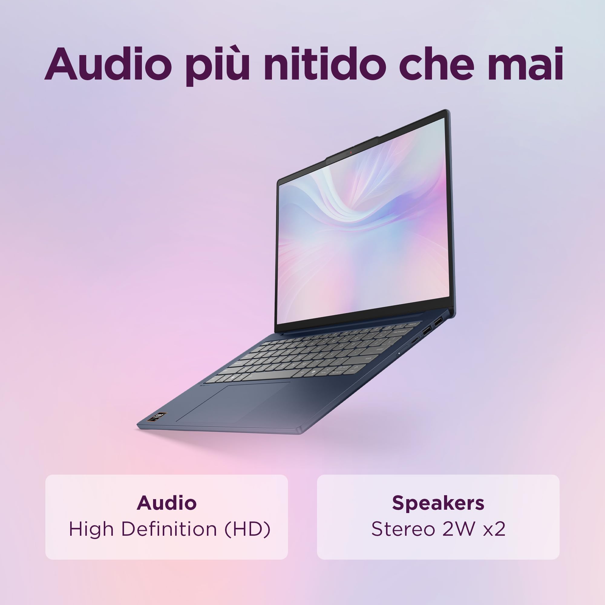 Lenovo IdeaPad Slim 5 Copilot+ PC 14" - AMD Ryzen AI 7 350, RAM 32GB, 1TB SSD, Grafica AMD Integrata, Notebook Display 14 pollici WUXGA (1920x1200) IPS, Windows 11 Home - Cosmic Blue