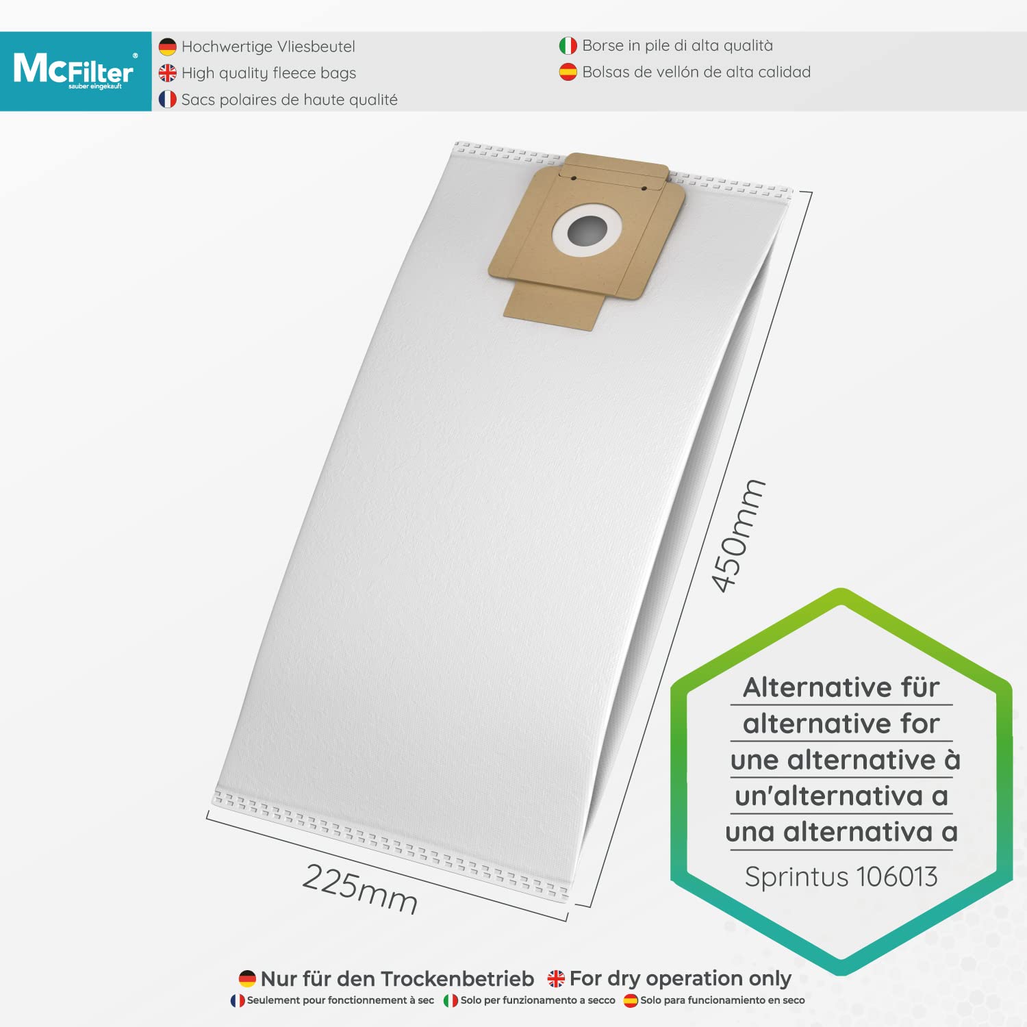 McFilter | 10 sacchetti per aspirapolvere adatti agli aspirapolvere Sprintus T11 T11 EVO T12 ERA Floory Maximus Resistente agli strappi | Alta filtrazione McFilter | 10 sacchetti per aspirapolvere adatti agli aspirapolvere Sprintus T11 T11 EVO T12 ERA Floory Maximus Resistente agli strappi | Alta filtrazione