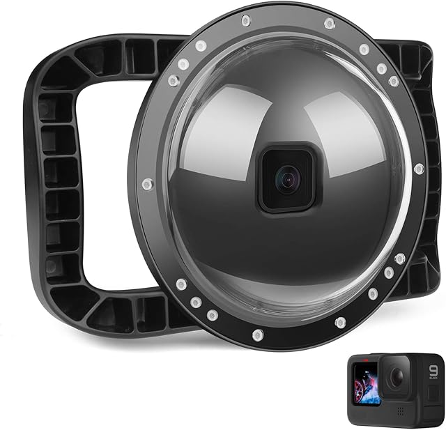 D&F Underwater Dome Port for GoPro Hero 10 Black/Hero 9 Black, Two Hand Grip Integrated Housing Dome 45m/147ft Waterproof, Diving Professional Photographic Accessory