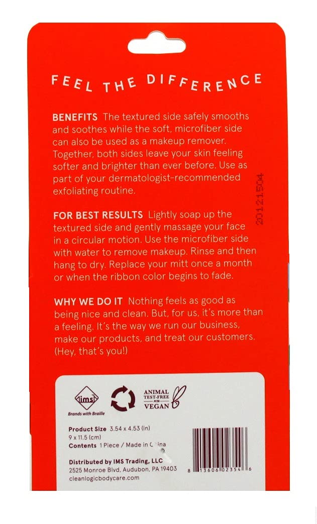 Clean Logic Dual-Texture Facial Mitt Sensitive Skin (Pack of 2)