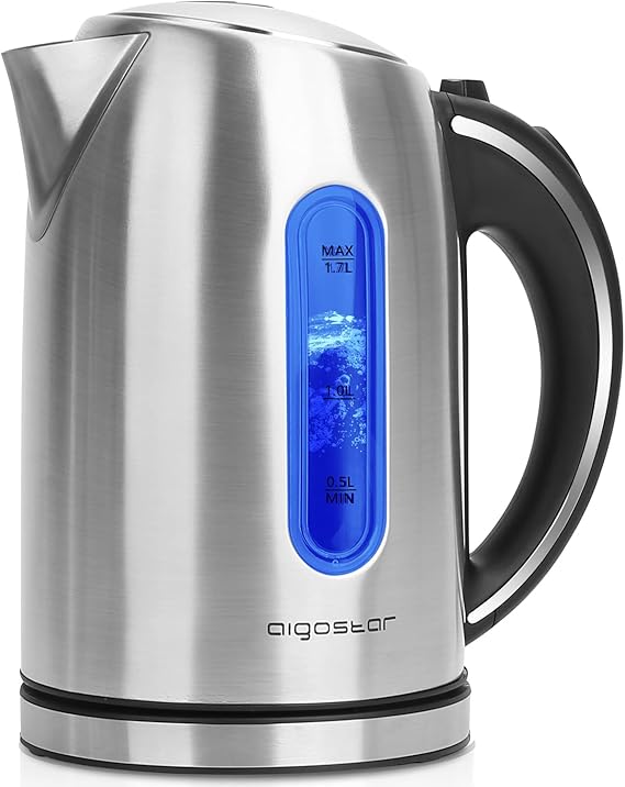 Aigostar Electric Kettle, 1.7L Electric Tea Kettle with LED Illumination, Hot Water