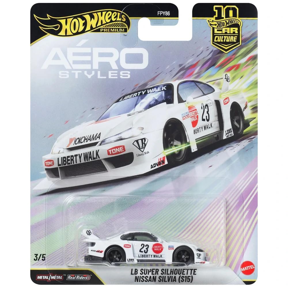 Hot Wheels Aero Styles LB Super Silhouette Nissan Silvia S15 Car Culture 1:64 Scale Die-Cast Car 3/5 (White)-image-39