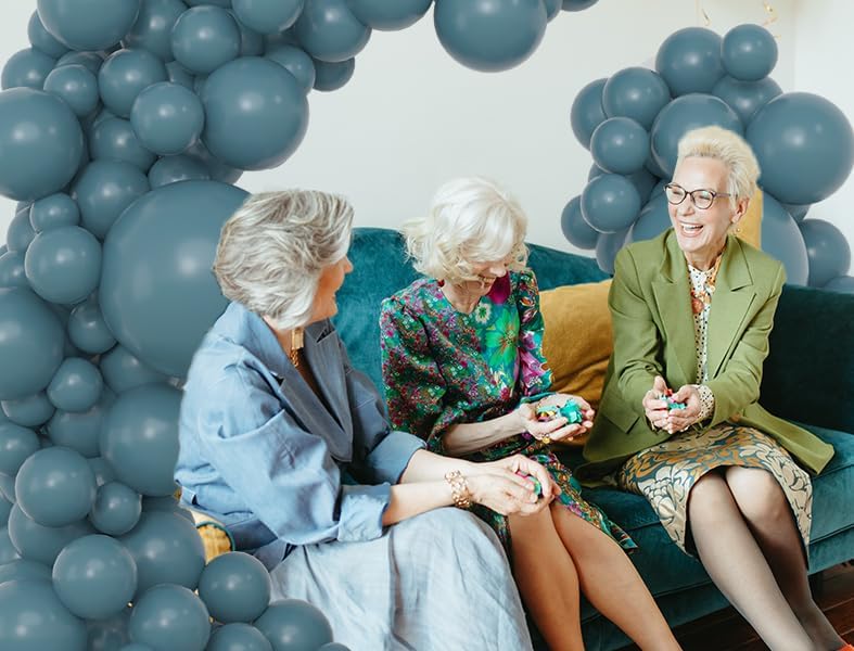 Miniatura 3 de Globos de color azul polvoriento, 83 piezas de 1812105 pulgadas, diferentes tamaños, color verde azulado oscuro, kit de arco de guirnalda de globos