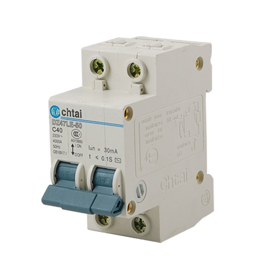 Disjoncteur 2 pôles 40A DZ47-50 coupe-circuit automatique 230V 50Hz