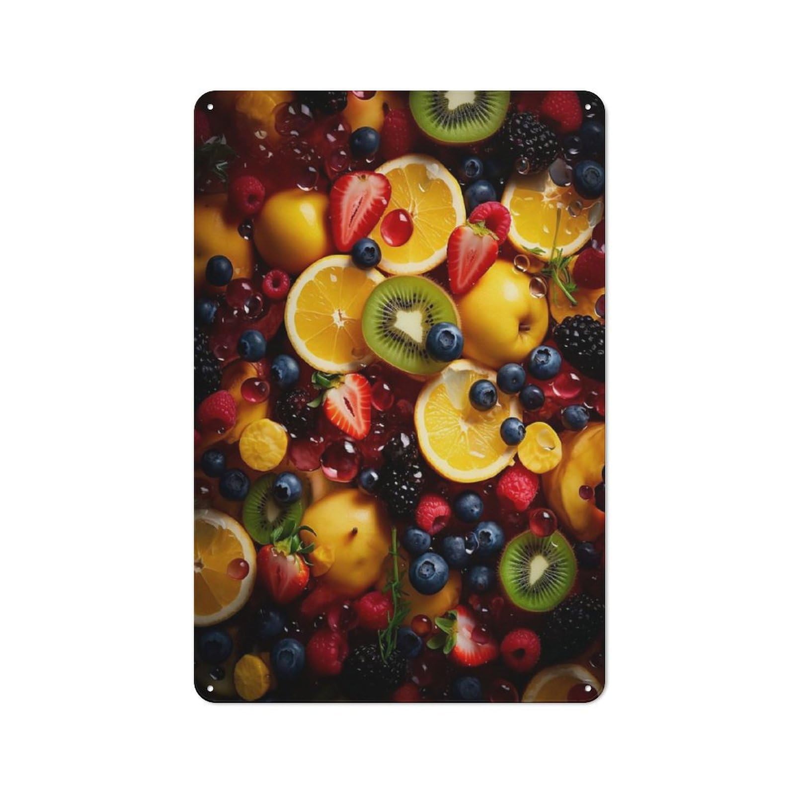 Tin Wall Plaque 30x20cm with Fresh Fruit Salad for Bar Or Restaurant, Housewarming Present for People Styling Bar And Restaurant