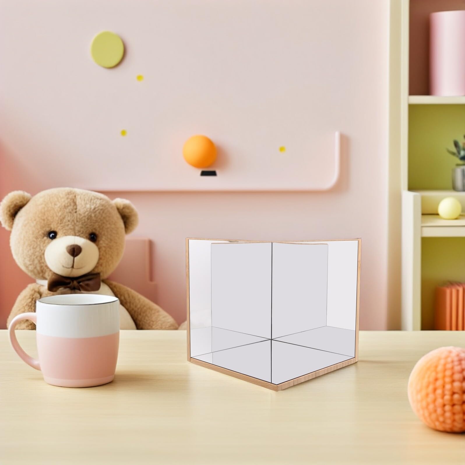 Espejo Montessori para Niños Preescolares Diseño Portátil de Vidrio y Madera, Reflexión Clara para Exploración Sensorial en Aulas y Guarderías