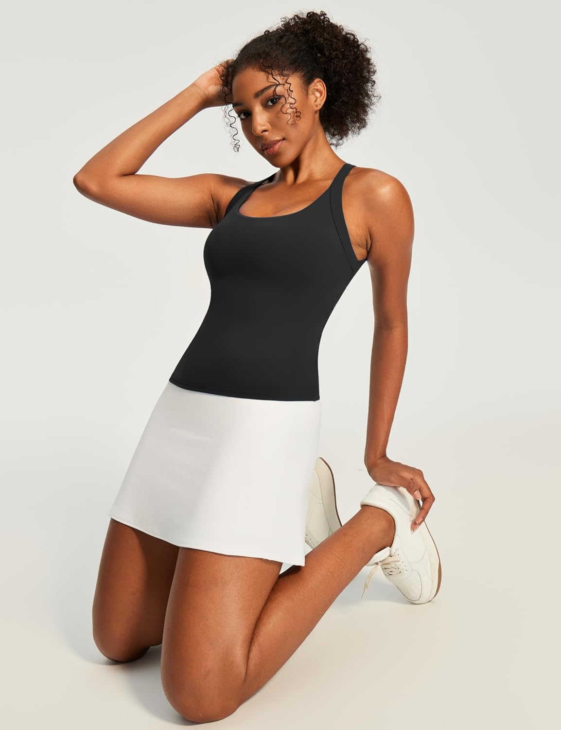 Heathyoga Workout Tank Tops Women with Built in Bras Racerback Tank Tops for Women Trendy Cut-Out Summer Tops Yoga Pilates