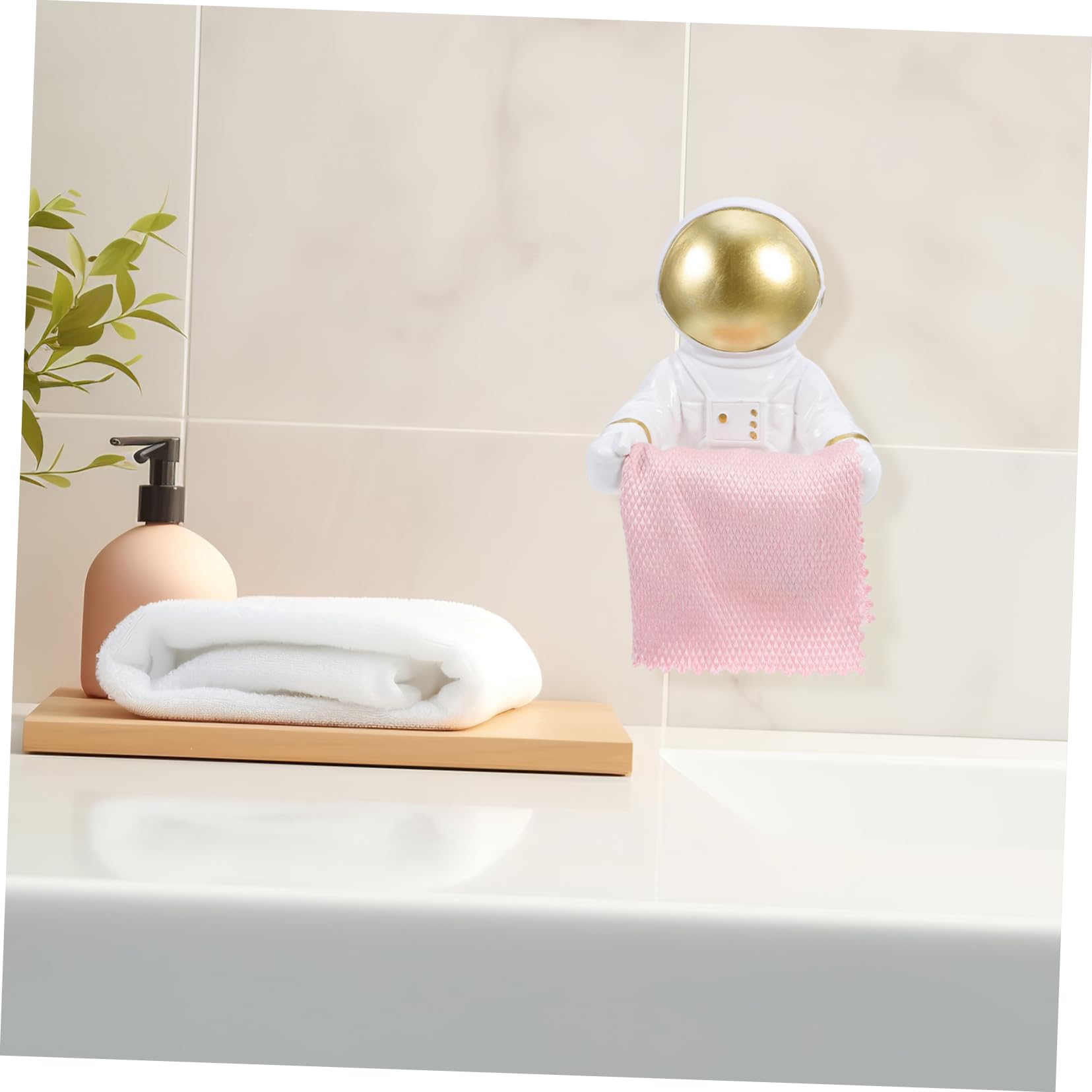 Soporte de Pared Astronauta de Resina Dorada para Rollos de Papel