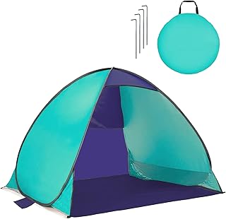 GEEZY Pop Up Tent - UV Sun Shelter for 2-3 Persons with Carry Bag - UPF 50+ Protection, Waterproof, Wind Resistant, Easy Setup, Portable - Beach Essentials for Camping, Picnic & Outdoor Adventures