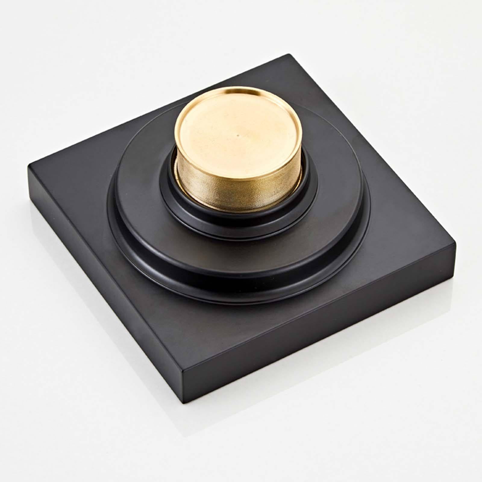 Bonde Douche Laiton Siphon Douche Noir Bonde de Douche 10 cm * 10 cm Bonde Douche Extra Plate Cacher Siphon de Sol avec Noyau Rebondissant Convient pour Un Diamètre de Tuyau ≥5 cm