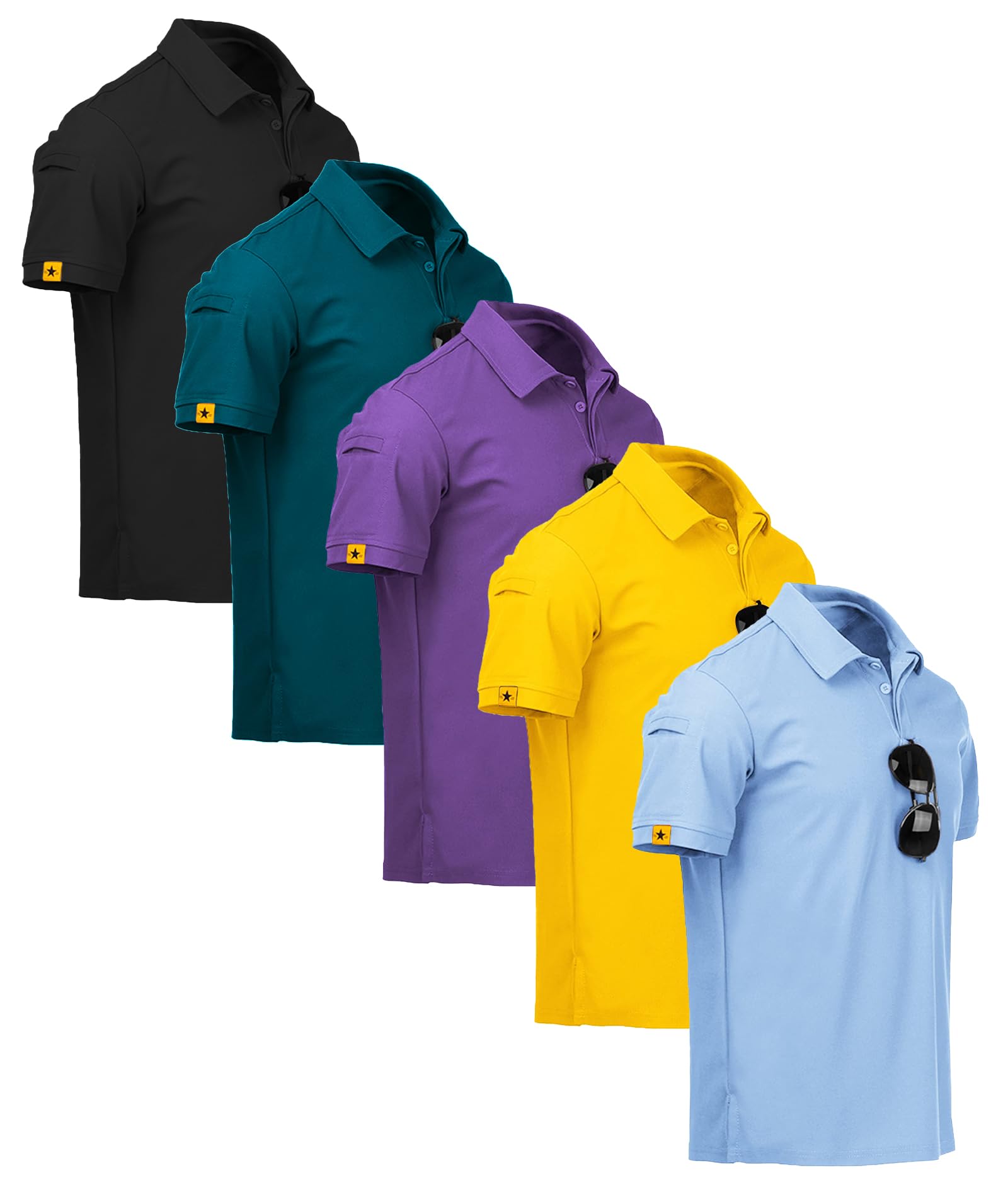 SCODI 5 Pack Mens Polo Shirts Short Sleeve Athletic Golf Polo Shirt for Men Casual Collared Summer Multipack T-Shirts