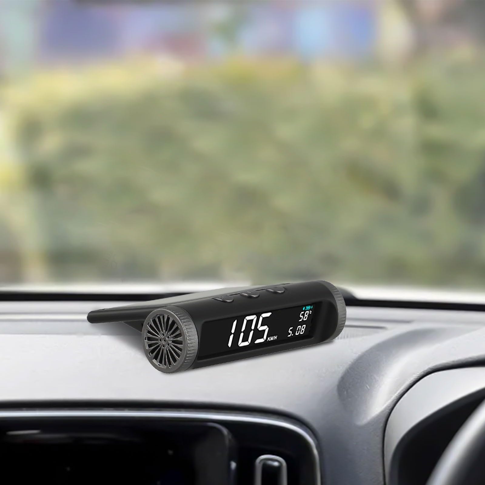 Display HUD Head-Up a energia solare, senza fili, con tachimetro GPS e indicatore di velocità digitale, funzione di temperatura e calendario, batteria da 650 mAh, nero