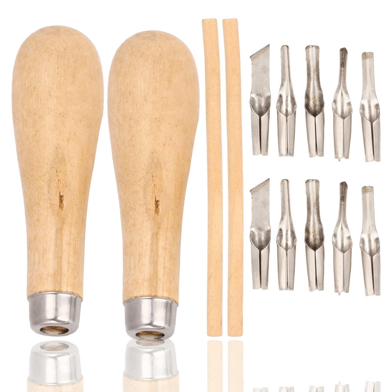 2 Set Kit di taglierine per linoleum, strumenti per intagliare linoleum per stampa a blocchi, include 10 testine di taglio, 2 maniglie e 2 strumenti per intagliare timbri in legno