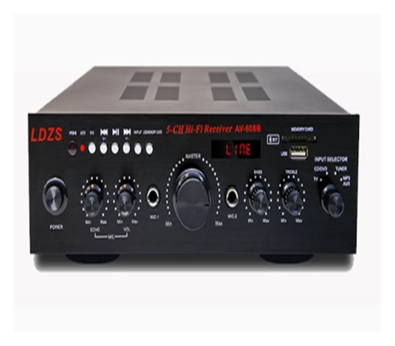 Mjfvn One Color Av608 2000W 5 Channel Home Car Bluetooth Power Amplifier Hifi Digital Av Amp Speaker Remote Control Reverb 2 Mic Fm Usb Sd