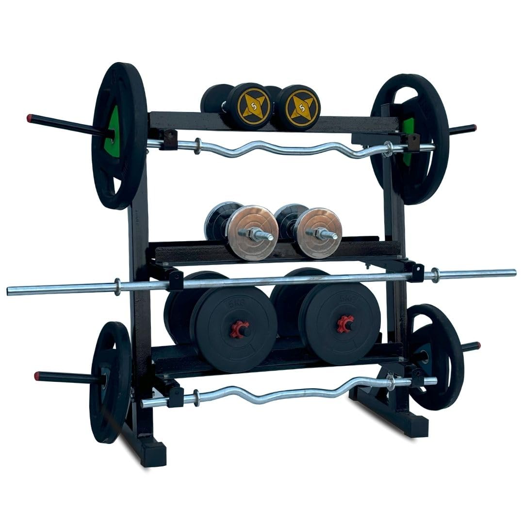 Sponsored Ad - Heavy-Duty Multi-Purpose Dumbbell Rack, Plate Stand and Bar Holder (Black)