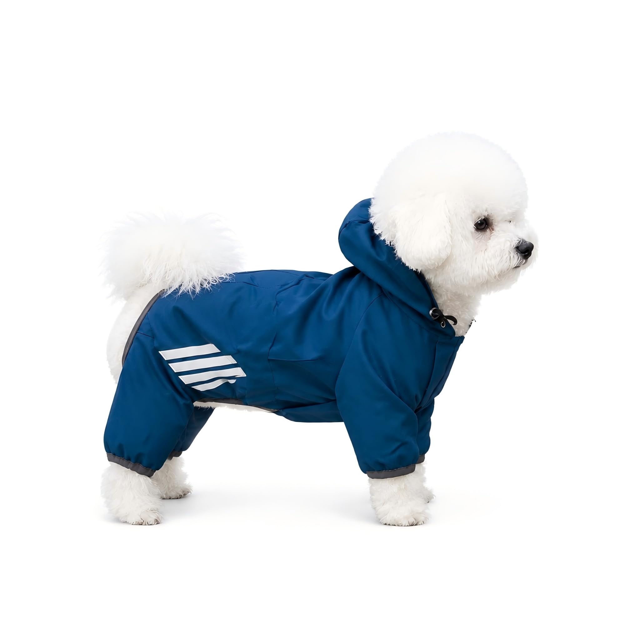 Manteau de pluie imperméable pour chiens de petite et moyenne taille avec capuche | Bandes réfléchissantes, facile à enfiler, accès à la laisse, plusieurs options de taille, tissu respirant à séchage rapide