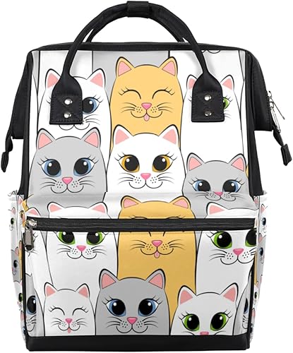 cfpolar Mochila de pañales con diseño de gato de dibujos animados para maternidad recién nacido bolsas grandes para bebés para mamás y padres