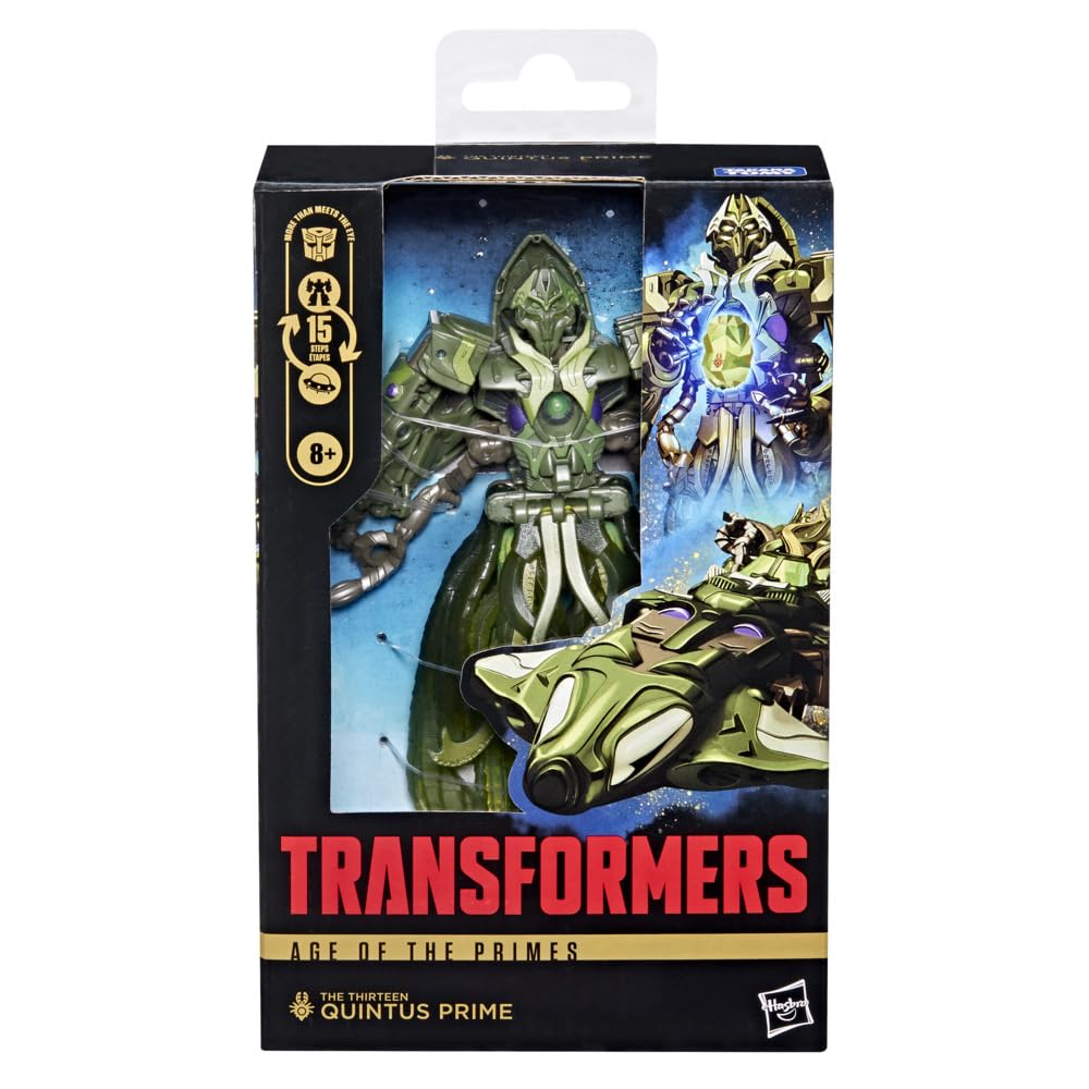 Transformers Age of the Primes Deluxe Class The Thirteen Quintus Prime Action Figure, Green, 5.5 inches - Image 3