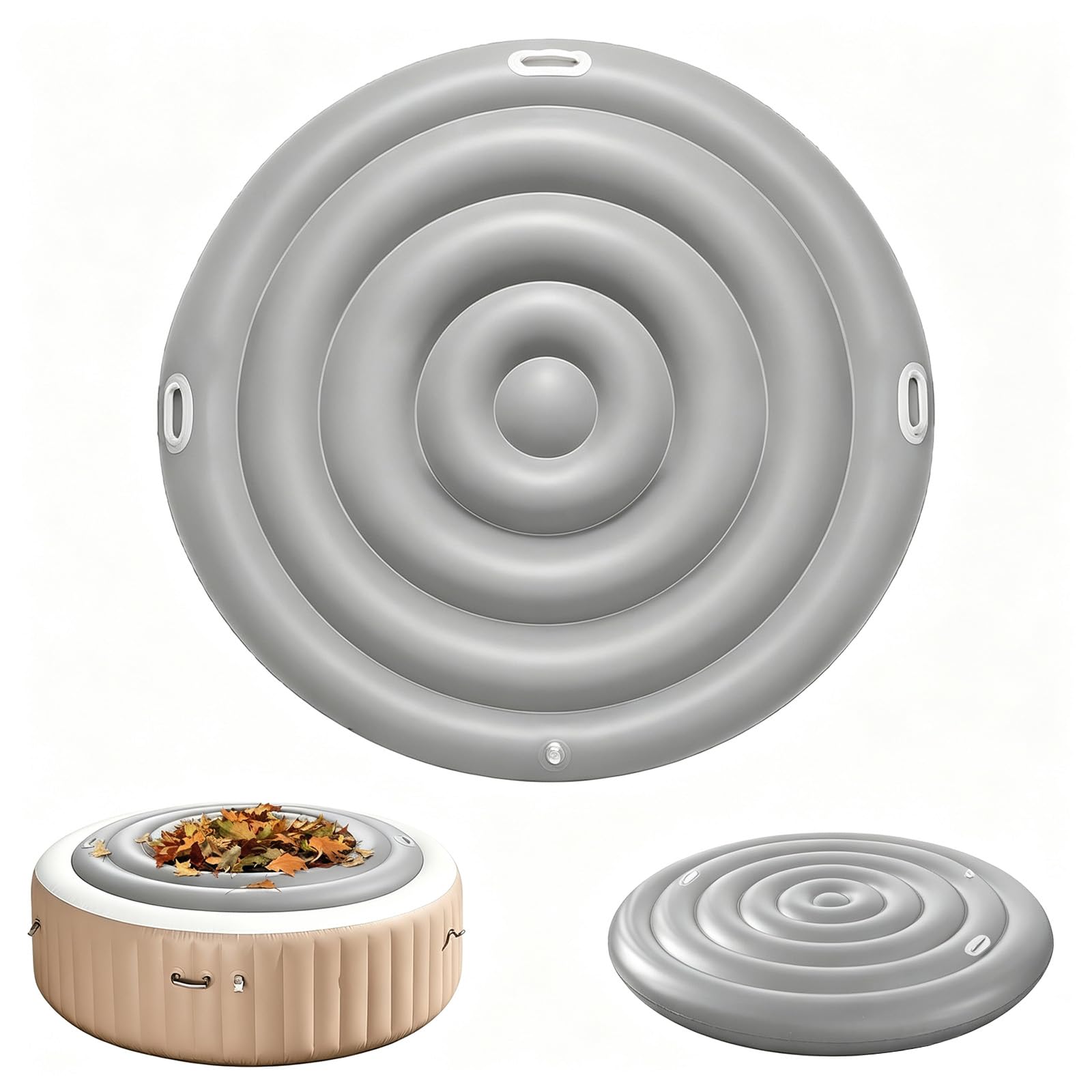 Copertura rotonda da 165 cm, per vasca da bagno, gonfiabile, con manici