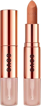 GOVO Lip + Lip Coat, 0.1 oz 4 g + 2.5 ml, 1 Bottle, Double-Headed Mat, Creamy, Popular, Does Not Fall Off Floured, Does Not Stick To Mask, Beautiful Coloring, Color Stay, Moisturizing 601# Carrot