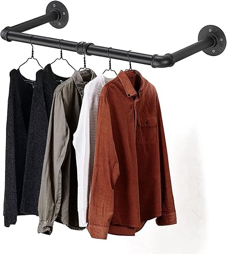 Varsoul Percheros de ropa de tubería de 36 pulgadas con 2 bases de alta resistencia industrial, colgador flotante para bricolaje, decoración de