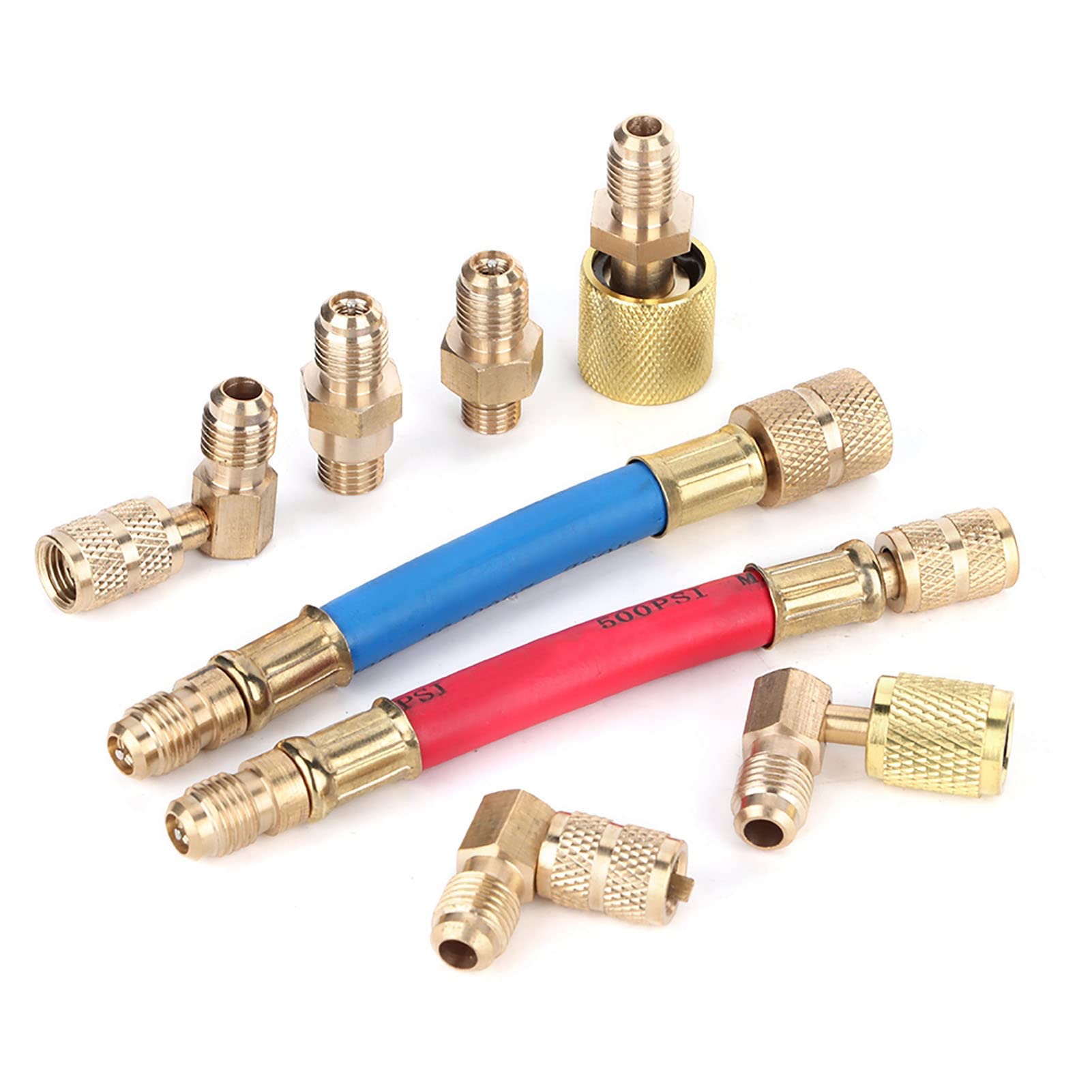 BORDSTRACT Adaptateur R134a, 8 Pièces R12 Connecteur Rapide Réservoir De Réfrigérant Pompe à Vide Port Adaptateur De Connexion Ensemble pour Climatiseur