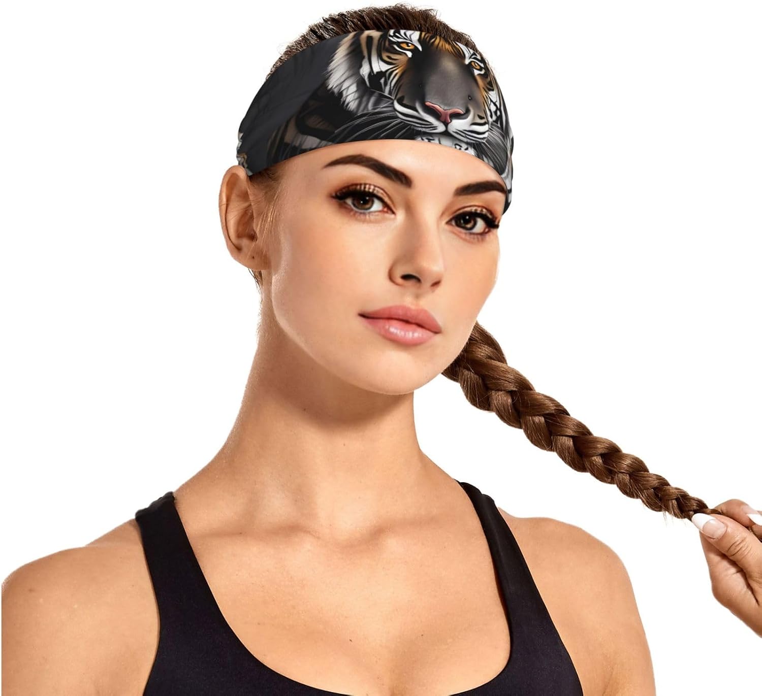 Tiger at Rest Elastic Exercise Headband for Sports & Workouts