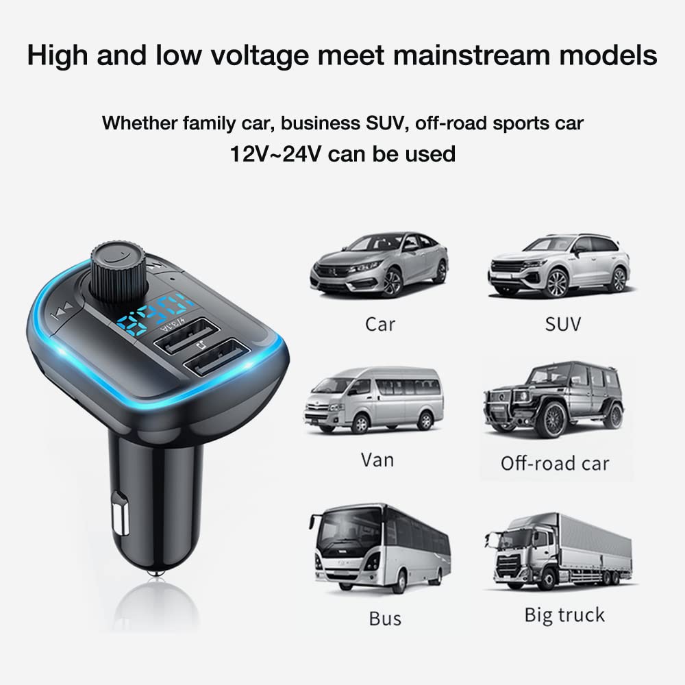Émetteur FM Universel Pour Voiture - Connexion Jack 3.5mm - Fréquence 87.5-108 MHz - Batterie Rechargeable - Pour Musique Et Appels Mains-libres
