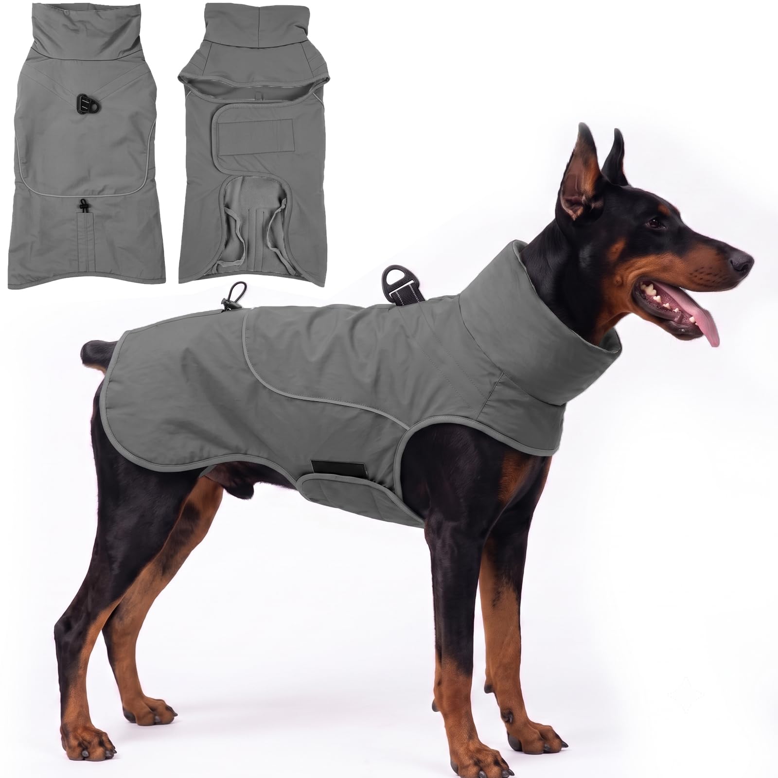 Poiinvc Warm Waterproof Dog Coat with Harness D-Ring Winter Jacket