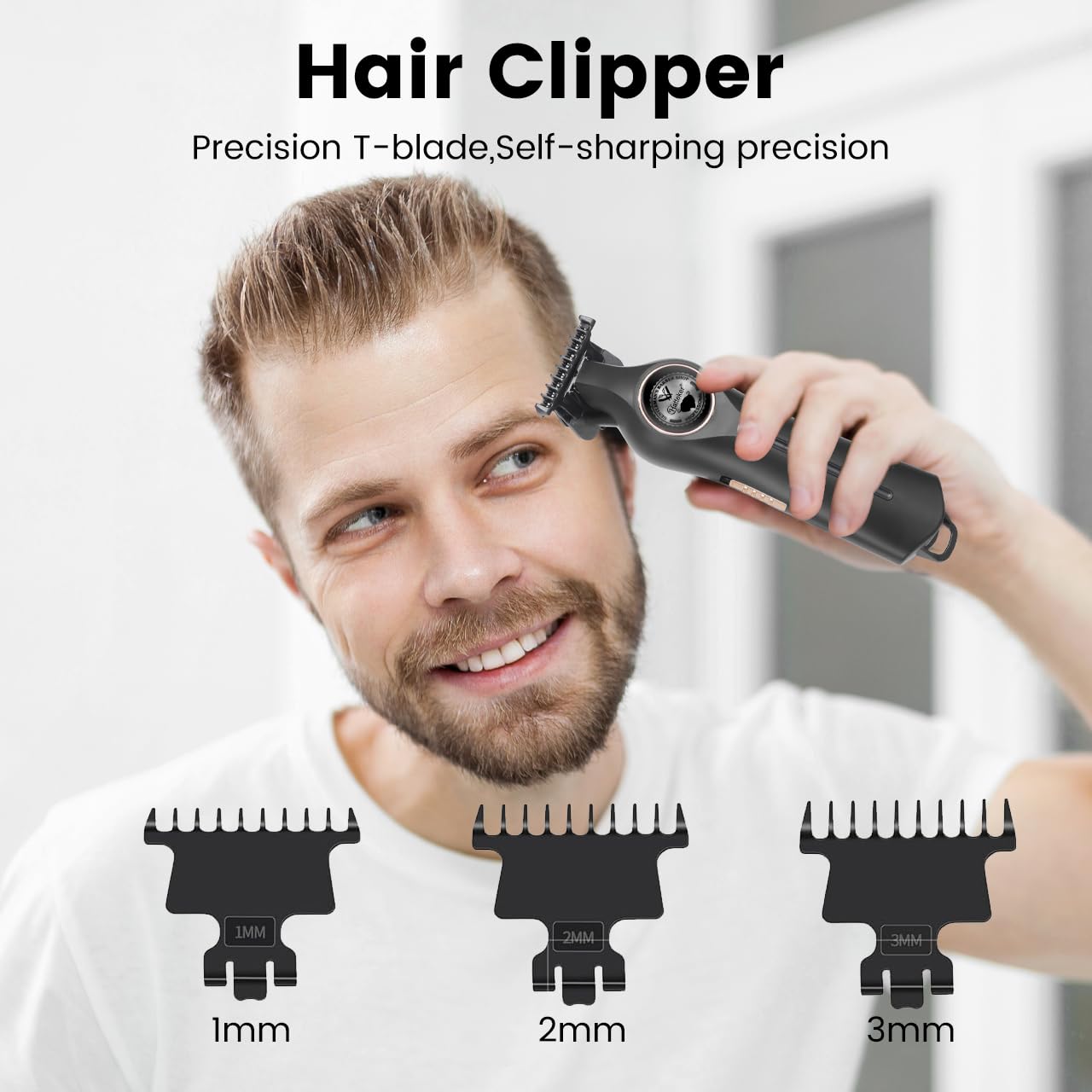Hair Clipper with 1mm, 2mm, 3mm guide combs