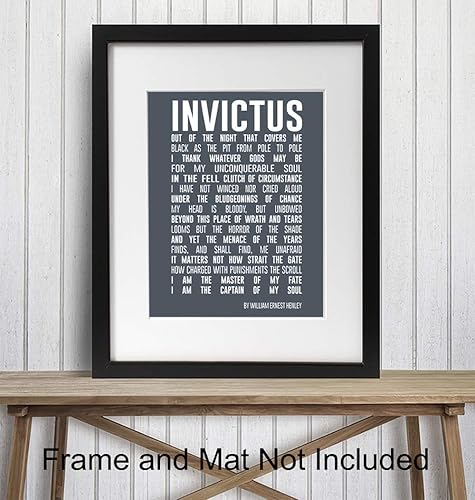 Miniatura 2 de Invictus Poem Quote Wall Art Print - Motivational Inspirational Home Decor for Bedroom, Den, Office, Classroom or Dorm Room - Makes a Great Gift for